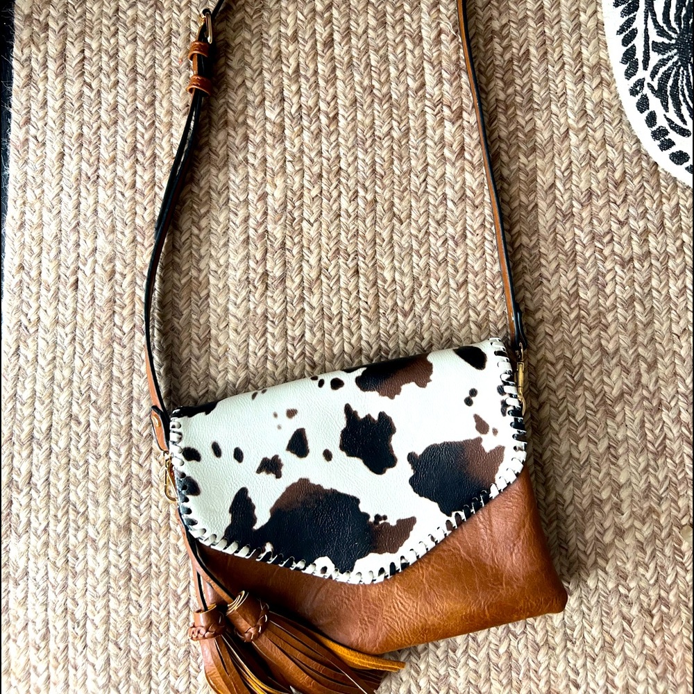 Jen & Co Cow Print Crossbody